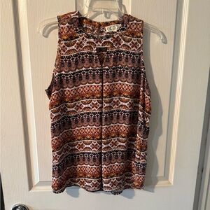 Pink Rose Sleeveless Printed Camisole - Brown, Cream, Black